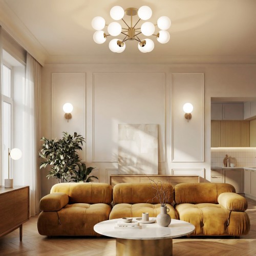 Потолочный светильник со стеклянными плафонами 502002/12 латунь Eurosvet