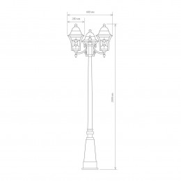 Уличный трехрожковый светильник на столбе IP44 Altair F/3 черное золото Elektrostandard