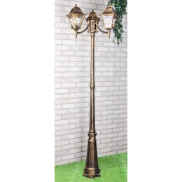 Уличный трехрожковый светильник на столбе IP44 Altair F/3 черное золото Elektrostandard