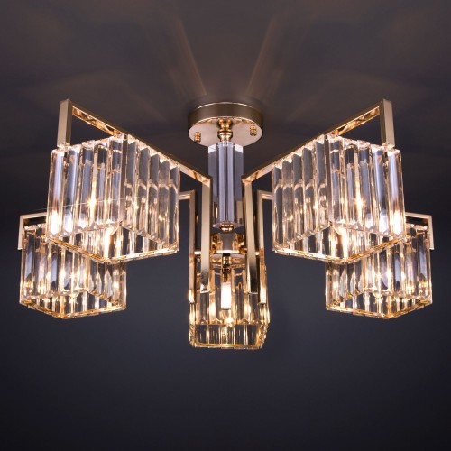Умный потолочный светильник 10126/5 золото/прозрачный хрусталь Strotskis Smart (10117/5) Eurosvet