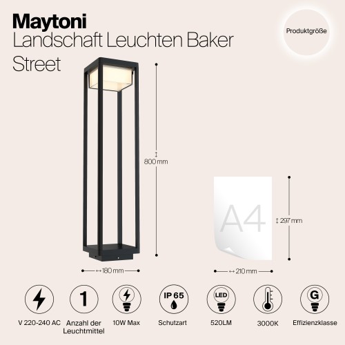 Ландшафтный светильник  Maytoni Outdoor Baker Street O021FL-L10B3K