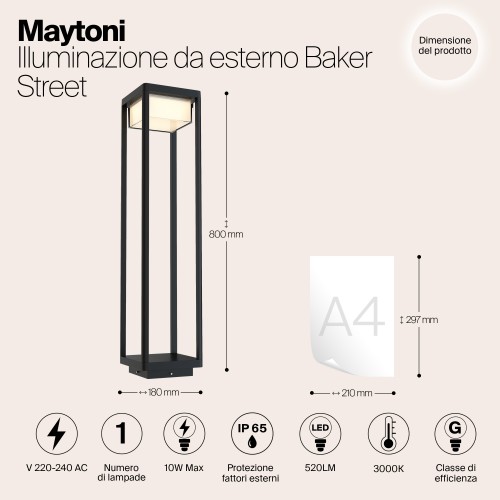 Ландшафтный светильник  Maytoni Outdoor Baker Street O021FL-L10B3K