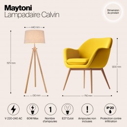 Напольный светильник (торшер) Maytoni Calvin Z177-FL-01-BR