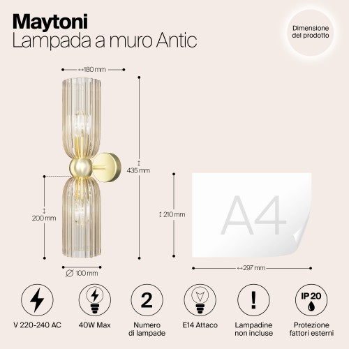 Настенный светильник (бра) Maytoni Antic MOD302WL-02CG