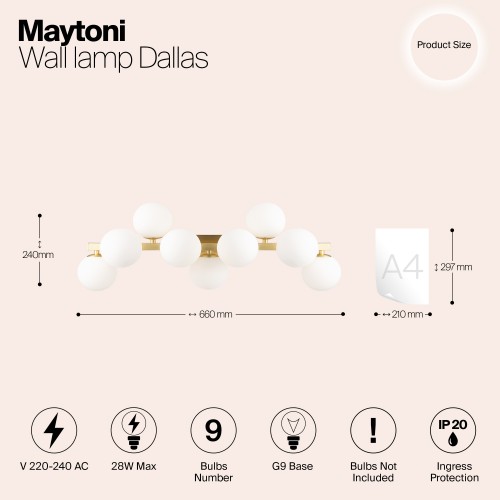 Настенный светильник (бра) Maytoni Dallas MOD547WL-09BS