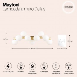 Настенный светильник (бра) Maytoni Dallas MOD547WL-09BS