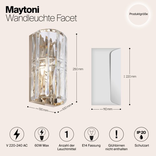 Настенный светильник (бра) Maytoni Facet MOD094WL-01G