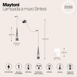 Настенный светильник (бра) Maytoni Sintesi P090WL-L24CH3K
