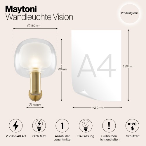 Настенный светильник (бра) Maytoni Vision MOD411WL-01G