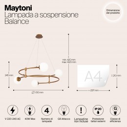 Подвесной светильник Maytoni Balance MOD317PL-04G