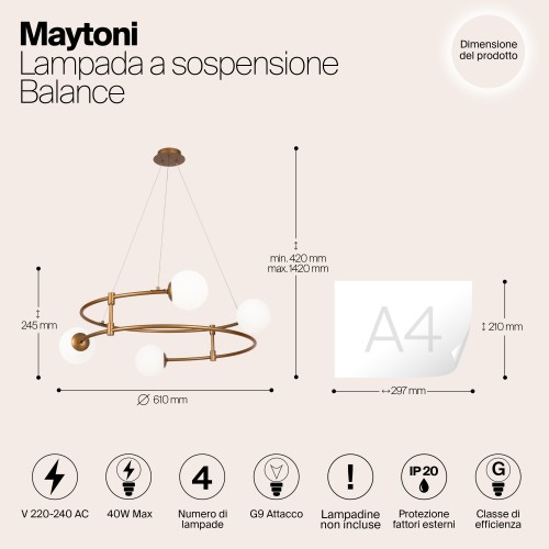 Подвесной светильник Maytoni Balance MOD317PL-04G