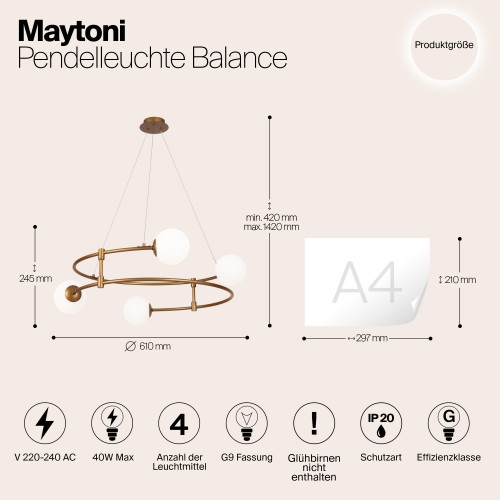 Подвесной светильник Maytoni Balance MOD317PL-04G