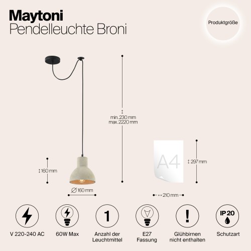 Подвесной светильник Maytoni Broni T434-PL-01-GR