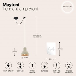 Подвесной светильник Maytoni Broni T434-PL-01-GR