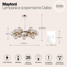Подвесной светильник Maytoni Dallas MOD548PL-25G