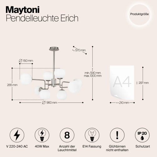 Подвесной светильник Maytoni Erich MOD221-PL-08-N