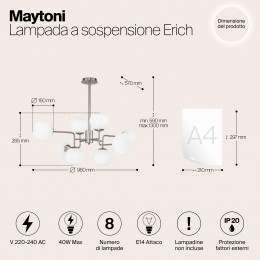 Подвесной светильник Maytoni Erich MOD221-PL-08-N