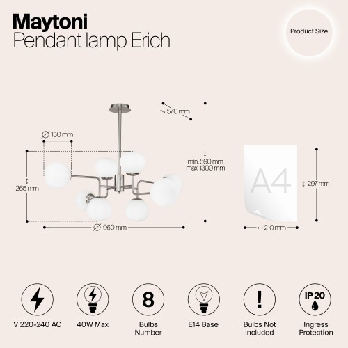Подвесной светильник Maytoni Erich MOD221-PL-08-N