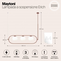 Подвесной светильник Maytoni Erich MOD221PL-03BS