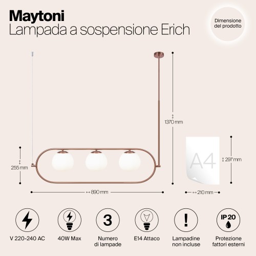 Подвесной светильник Maytoni Erich MOD221PL-03BS
