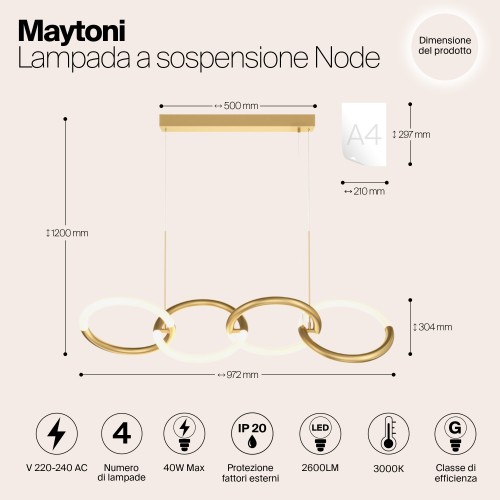 Подвесной светильник Maytoni Node MOD165PL-L40G3K