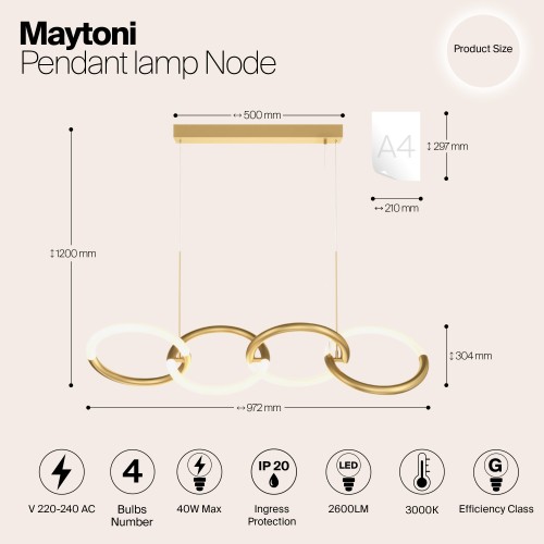 Подвесной светильник Maytoni Node MOD165PL-L40G3K