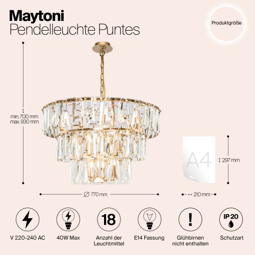 Подвесной светильник Maytoni Puntes MOD043PL-18G