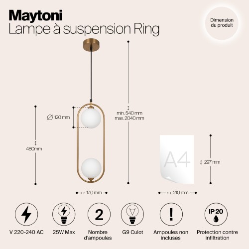 Подвесной светильник Maytoni Ring MOD013PL-02BS1