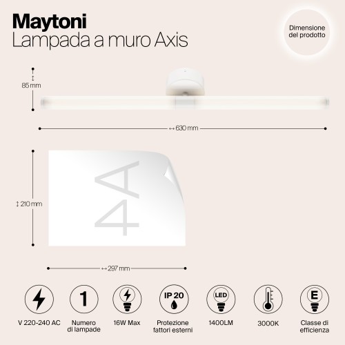 Настенный светильник (бра) Maytoni Axis MOD106WL-L16W3K