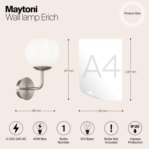 Настенный светильник (бра) Maytoni Erich MOD221-WL-01-N