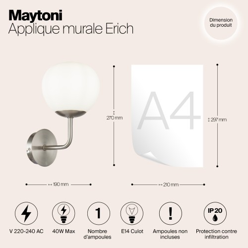 Настенный светильник (бра) Maytoni Erich MOD221-WL-01-N