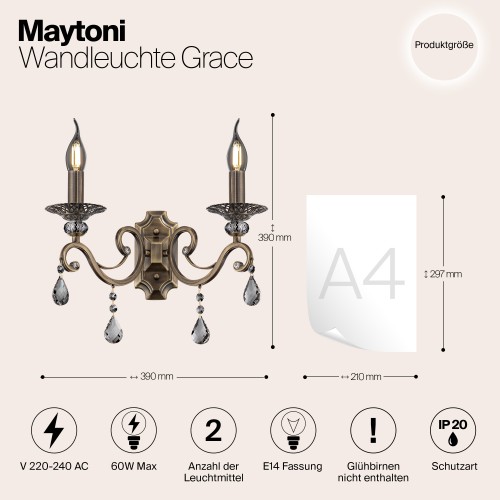 Настенный светильник (бра) Maytoni Grace RC247-WL-02-R