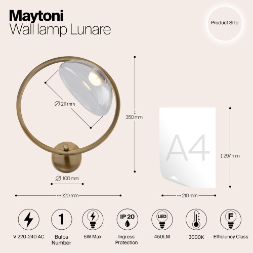 Настенный светильник (бра) Maytoni Lunare MOD327WL-L5BS3K1
