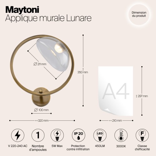 Настенный светильник (бра) Maytoni Lunare MOD327WL-L5BS3K1
