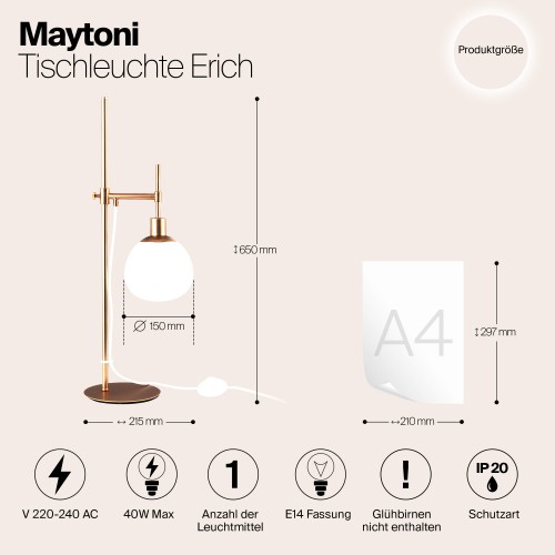 Настольный светильник Maytoni Erich MOD221-TL-01-G