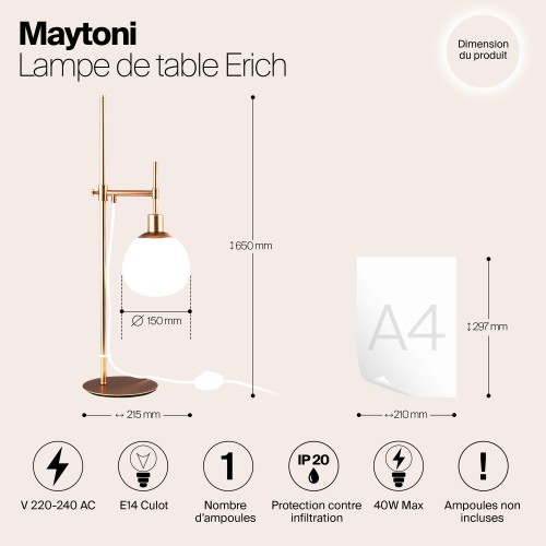 Настольный светильник Maytoni Erich MOD221-TL-01-G