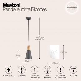 Подвесной светильник Maytoni Bicones P359-PL-140-C