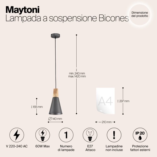 Подвесной светильник Maytoni Bicones P359-PL-140-C
