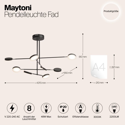 Подвесной светильник Maytoni Fad MOD070PL-L48B3K