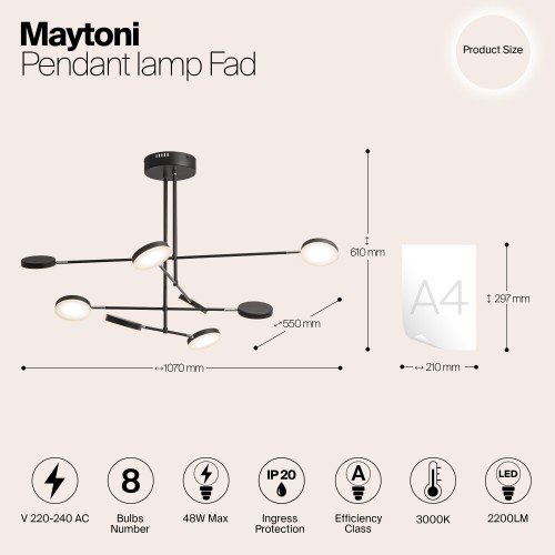 Подвесной светильник Maytoni Fad MOD070PL-L48B3K