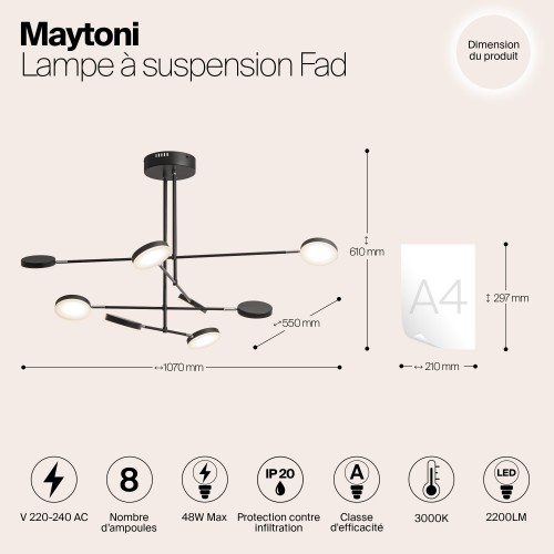 Подвесной светильник Maytoni Fad MOD070PL-L48B3K