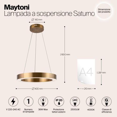 Подвесной светильник Maytoni Saturno MOD415PL-L36BS4K