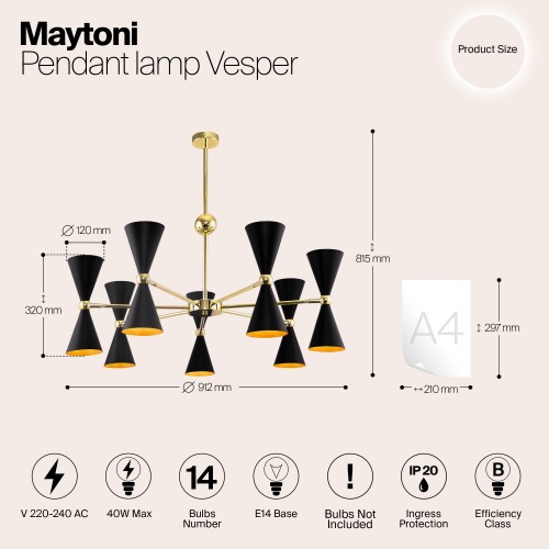 Подвесной светильник Maytoni Vesper MOD108PL-14GB
