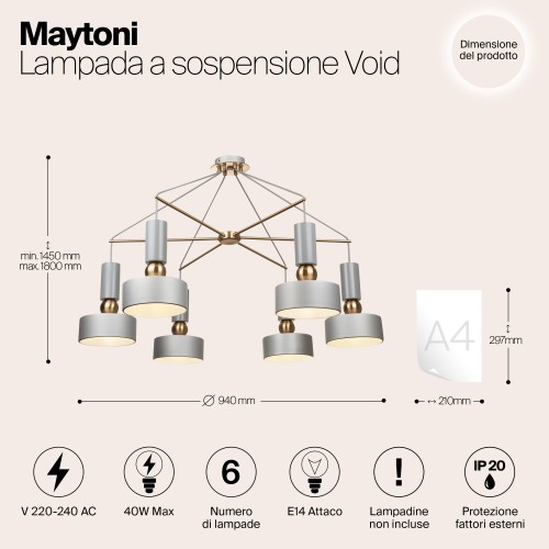 Подвесной светильник Maytoni Void MOD030PL-06GR