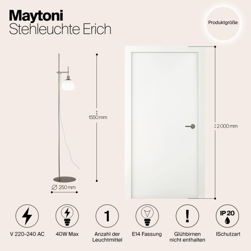 Напольный светильник (торшер) Maytoni Erich MOD221-FL-01-N