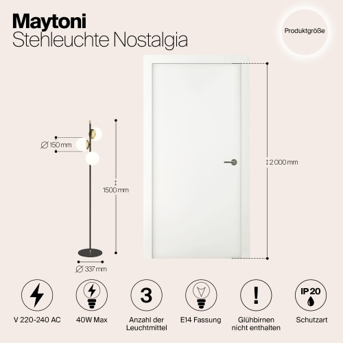 Напольный светильник (торшер) Maytoni Nostalgia MOD048FL-03G
