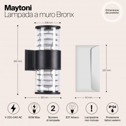Настенный светильник (бра)  Maytoni Outdoor Bronx O576WL-02B