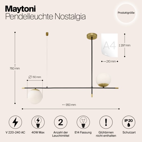 Подвесной светильник Maytoni Nostalgia MOD048PL-02G