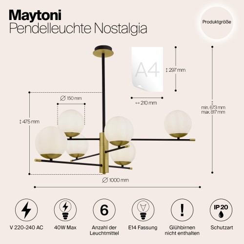 Подвесной светильник Maytoni Nostalgia MOD048PL-06G