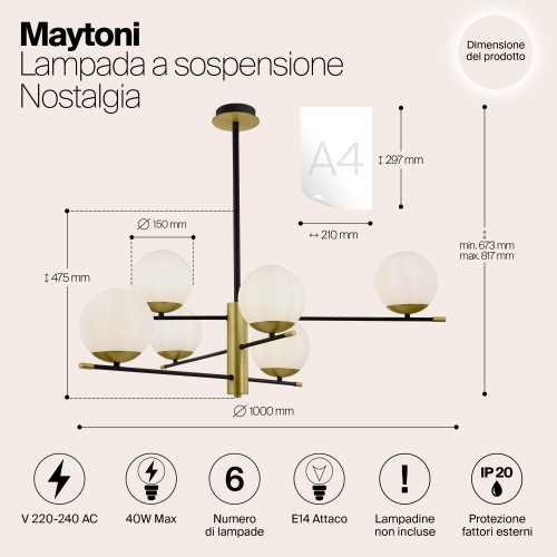 Подвесной светильник Maytoni Nostalgia MOD048PL-06G